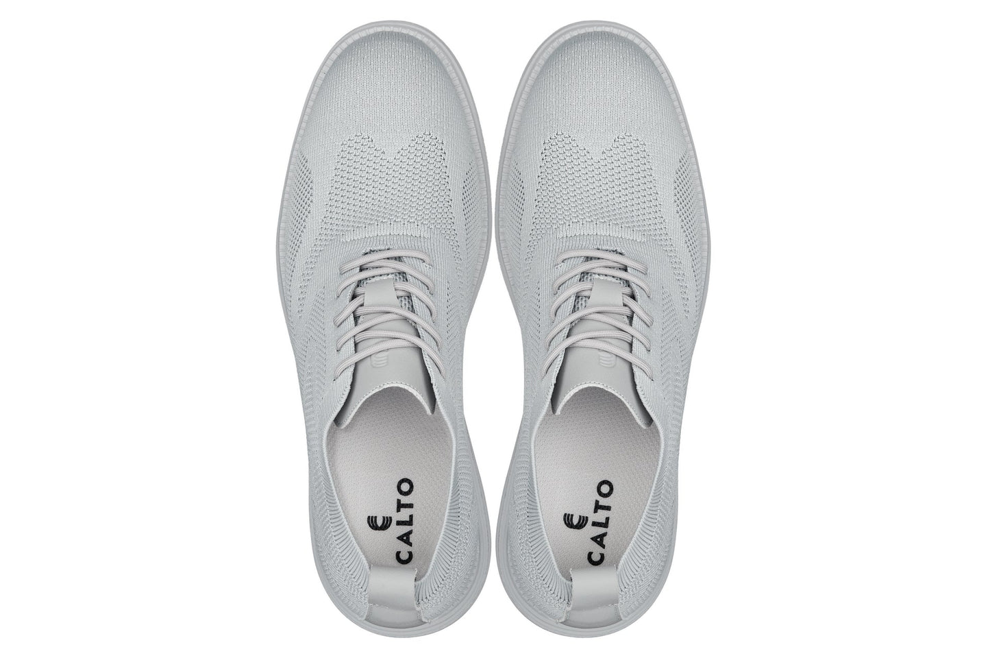 CALTO - X2640 - 2.8 Inches Taller (Pewter/Light Grey Sole) - Lace Up Casual Walker - Lightweight - Triathlete Store