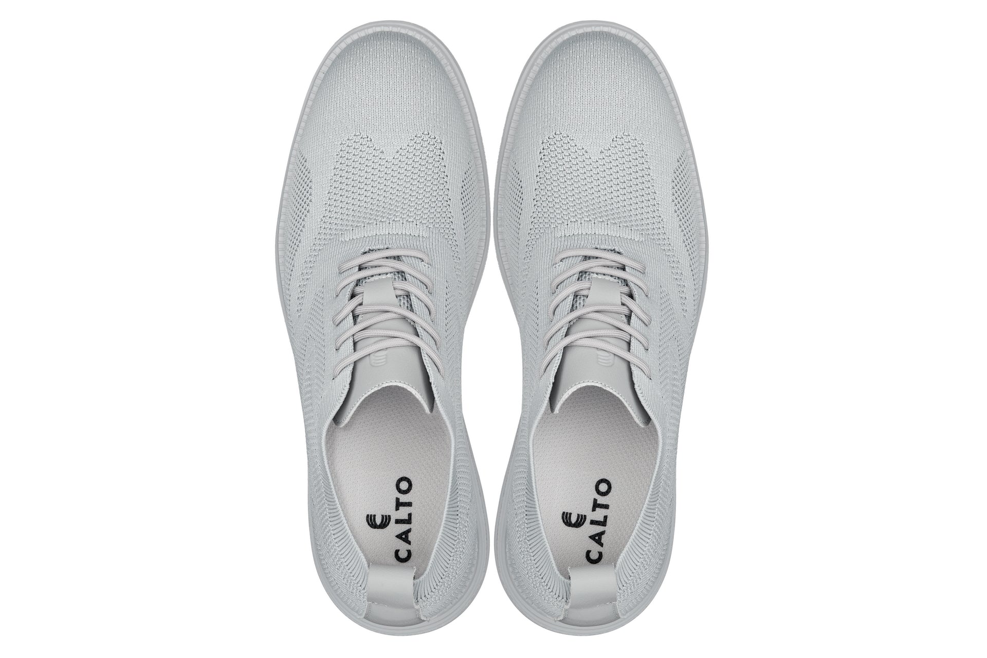 CALTO - X2640 - 2.8 Inches Taller (Pewter/Light Grey Sole) - Lace Up Casual Walker - Lightweight - Triathlete Store