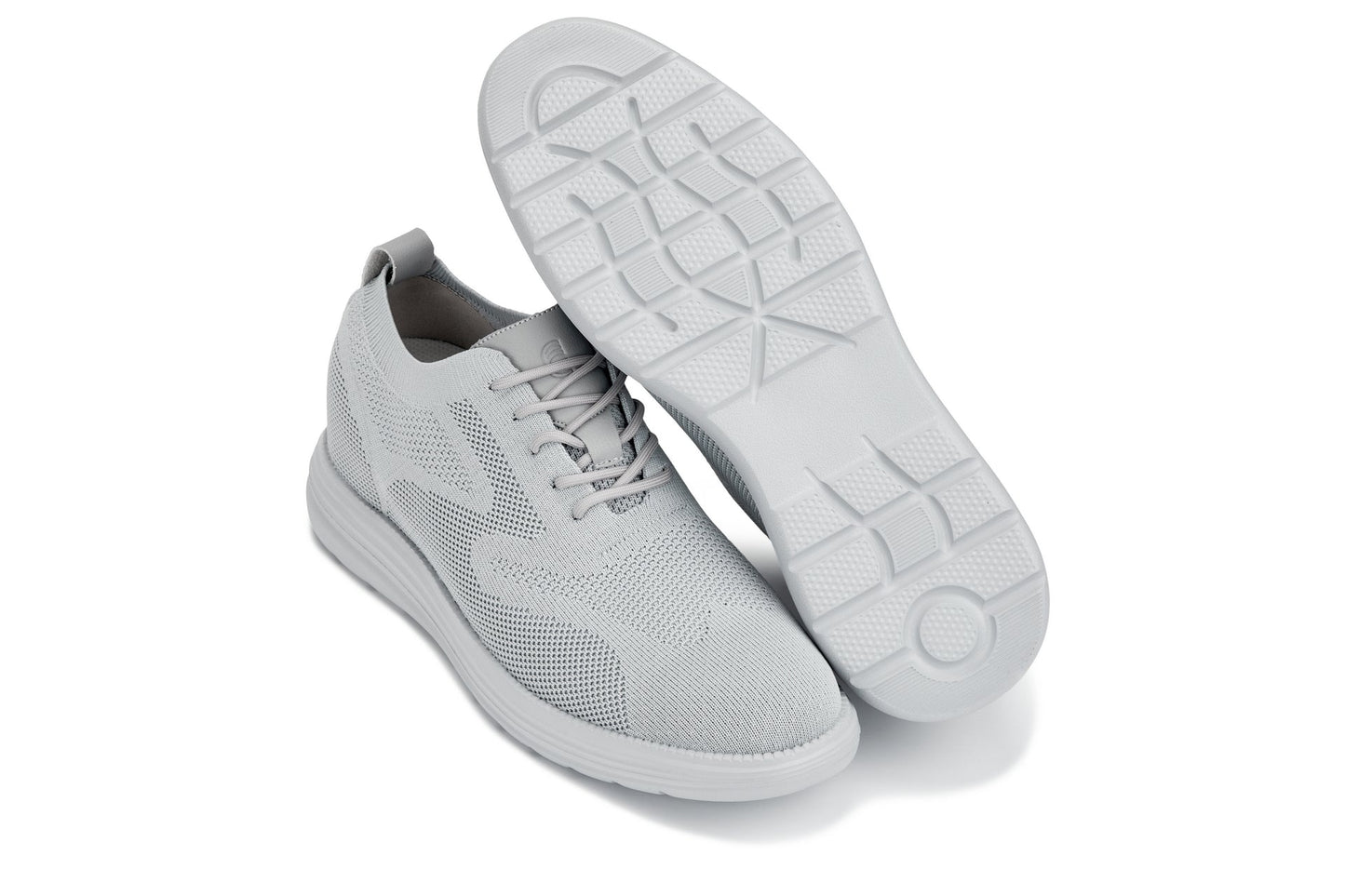 CALTO - X2640 - 2.8 Inches Taller (Pewter/Light Grey Sole) - Lace Up Casual Walker - Lightweight - Triathlete Store