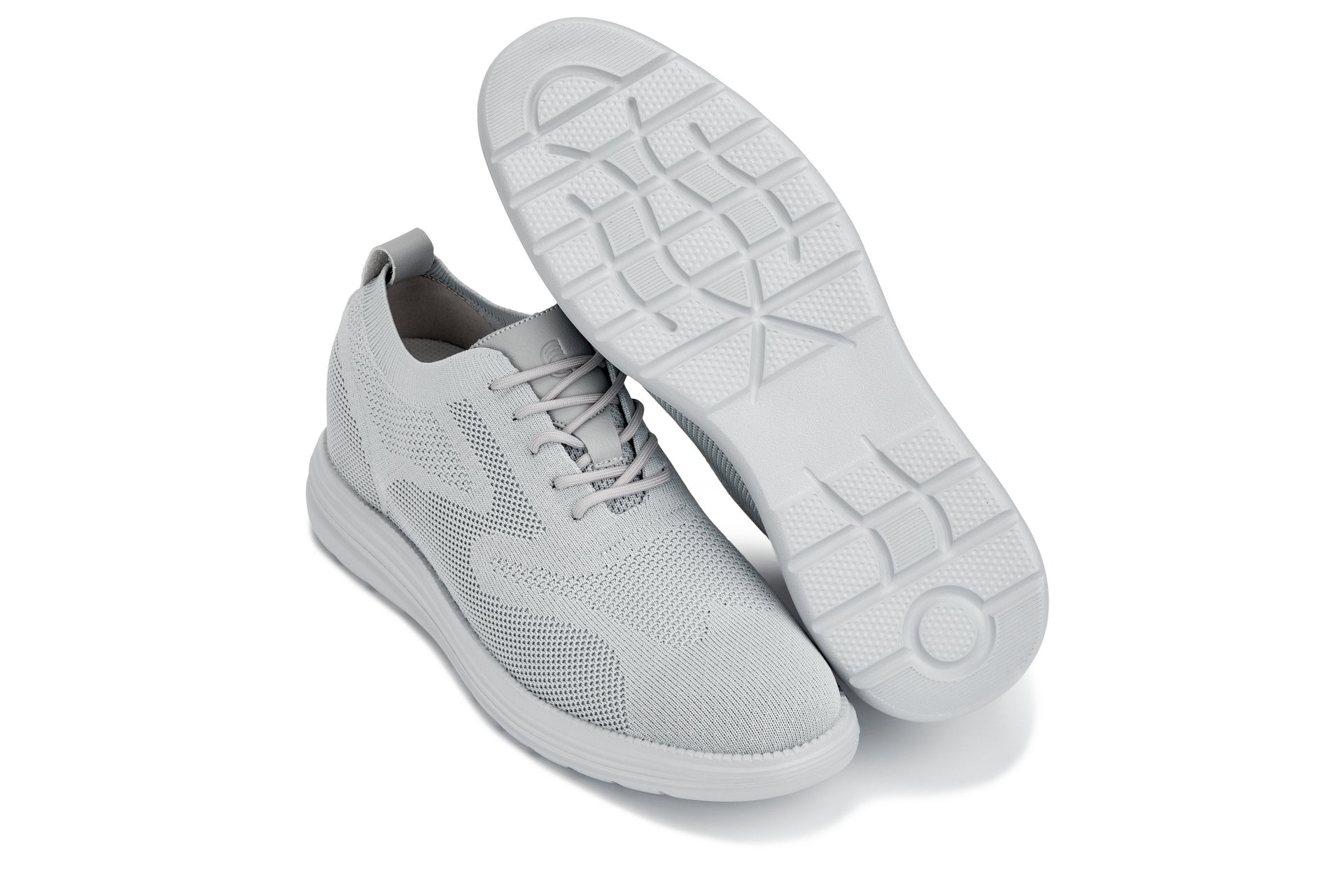 CALTO - X2640 - 2.8 Inches Taller (Pewter/Light Grey Sole) - Lace Up Casual Walker - Lightweight - Triathlete Store