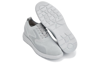 CALTO - X2640 - 2.8 Inches Taller (Pewter/Light Grey Sole) - Lace Up Casual Walker - Lightweight - Triathlete Store
