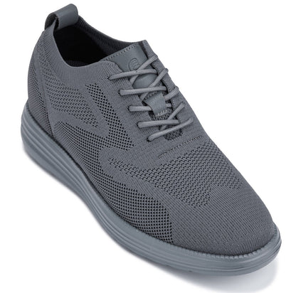 CALTO - X2641 - 2.8 Inches Taller (Iron/Dark Grey Sole) - Lace Up Casual Walker - Lightweight - Triathlete Store
