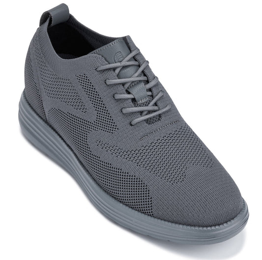 CALTO - X2641 - 2.8 Inches Taller (Iron/Dark Grey Sole) - Lace Up Casual Walker - Lightweight - Triathlete Store