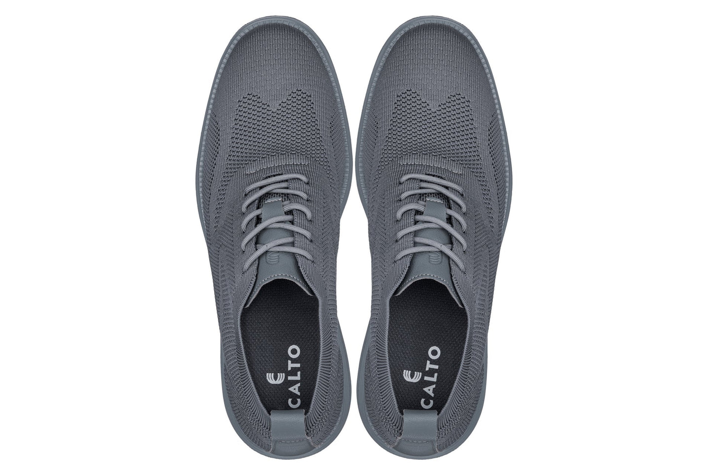 CALTO - X2641 - 2.8 Inches Taller (Iron/Dark Grey Sole) - Lace Up Casual Walker - Lightweight - Triathlete Store