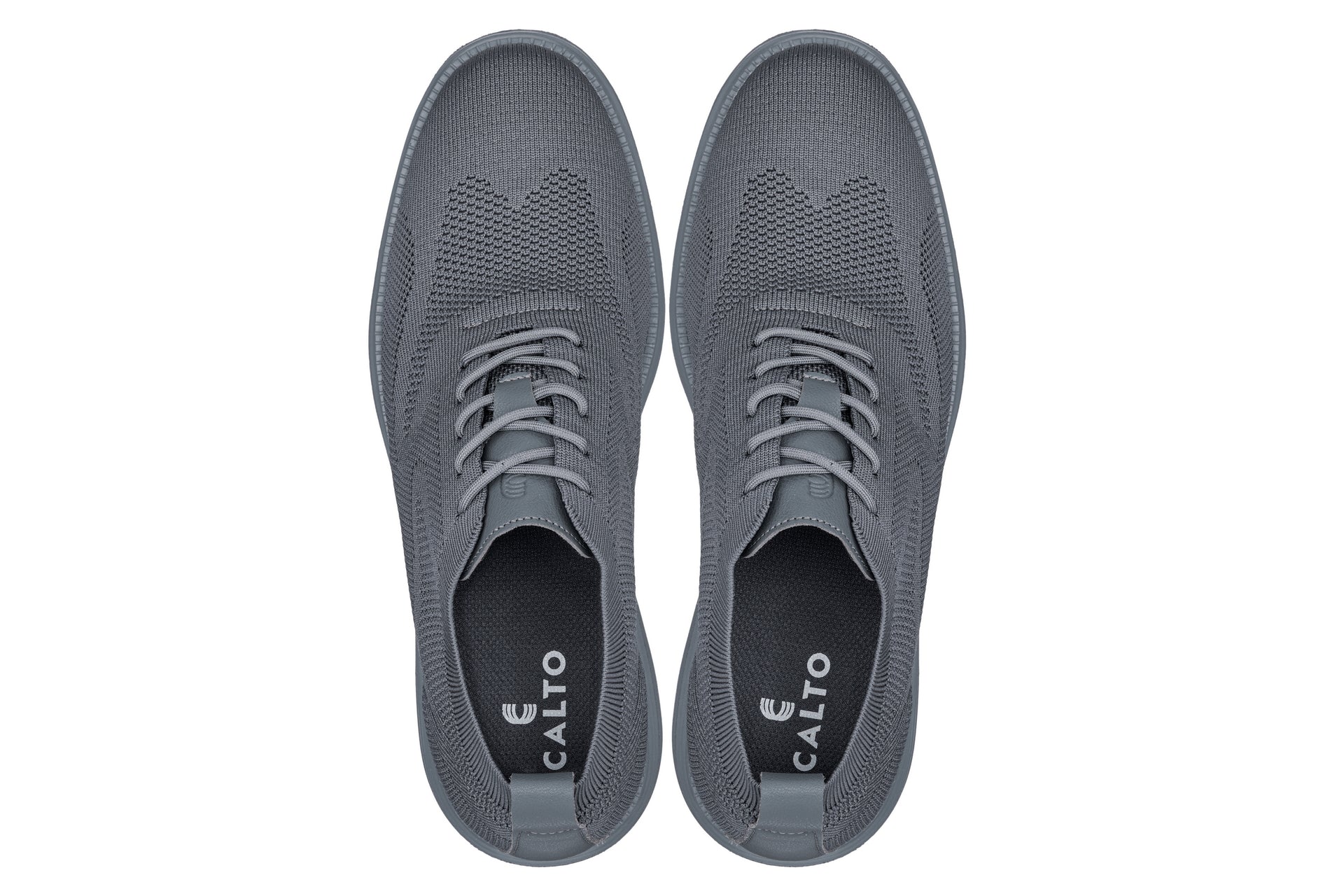 CALTO - X2641 - 2.8 Inches Taller (Iron/Dark Grey Sole) - Lace Up Casual Walker - Lightweight - Triathlete Store