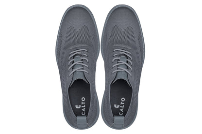 CALTO - X2641 - 2.8 Inches Taller (Iron/Dark Grey Sole) - Lace Up Casual Walker - Lightweight - Triathlete Store