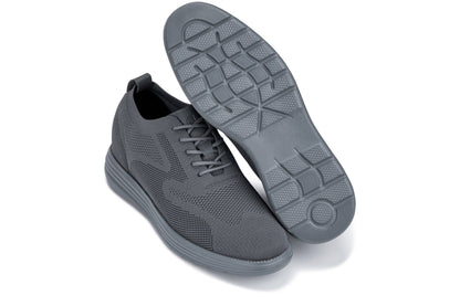 CALTO - X2641 - 2.8 Inches Taller (Iron/Dark Grey Sole) - Lace Up Casual Walker - Lightweight - Triathlete Store
