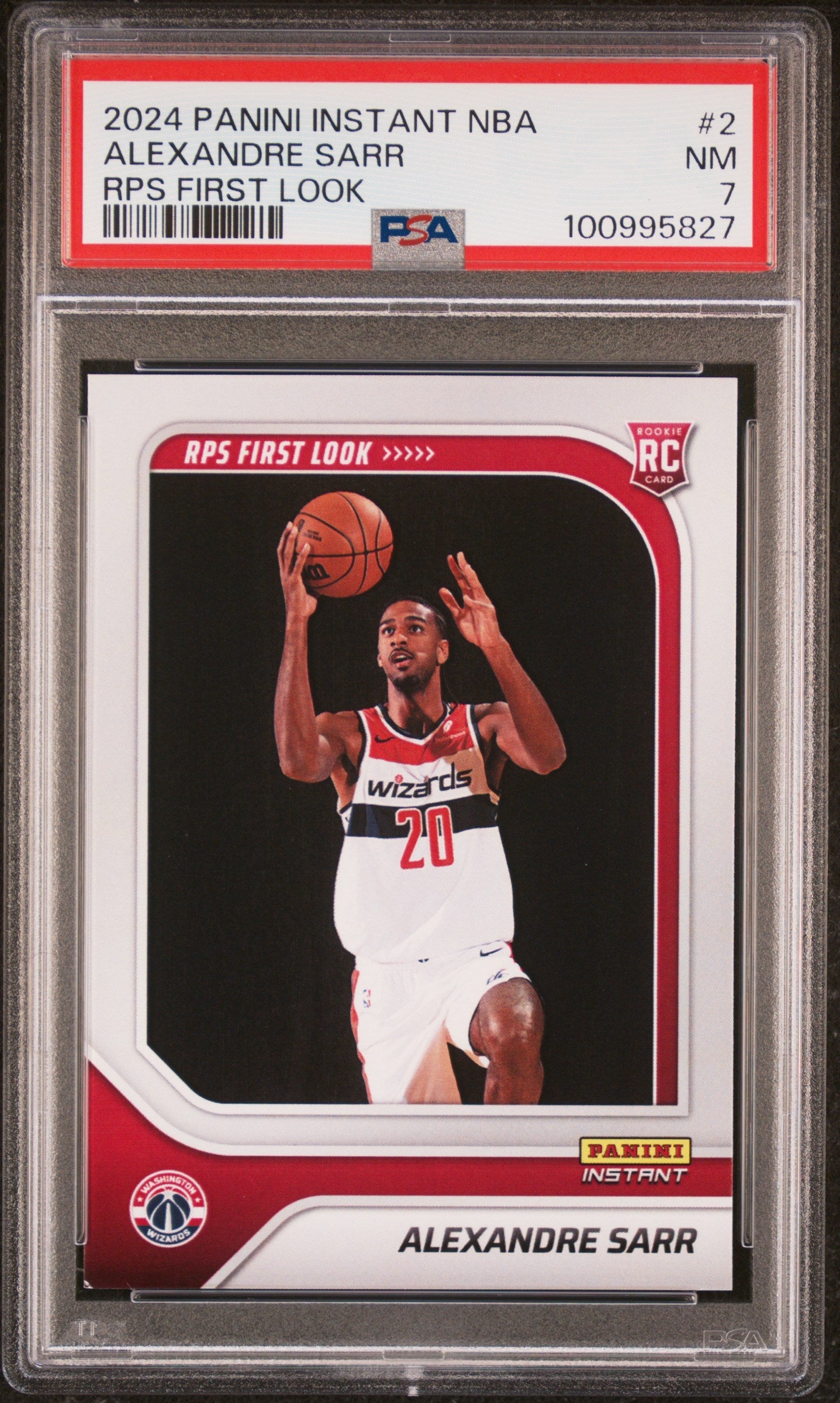 Graded 2024 Panini Instant NBA Alexandre Sarr #2 RPS First Look Rookie RC Basketball Card PSA 7 Near Mint