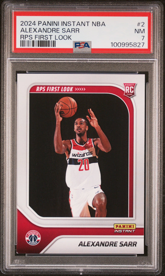 Graded 2024 Panini Instant NBA Alexandre Sarr #2 RPS First Look Rookie RC Basketball Card PSA 7 Near Mint