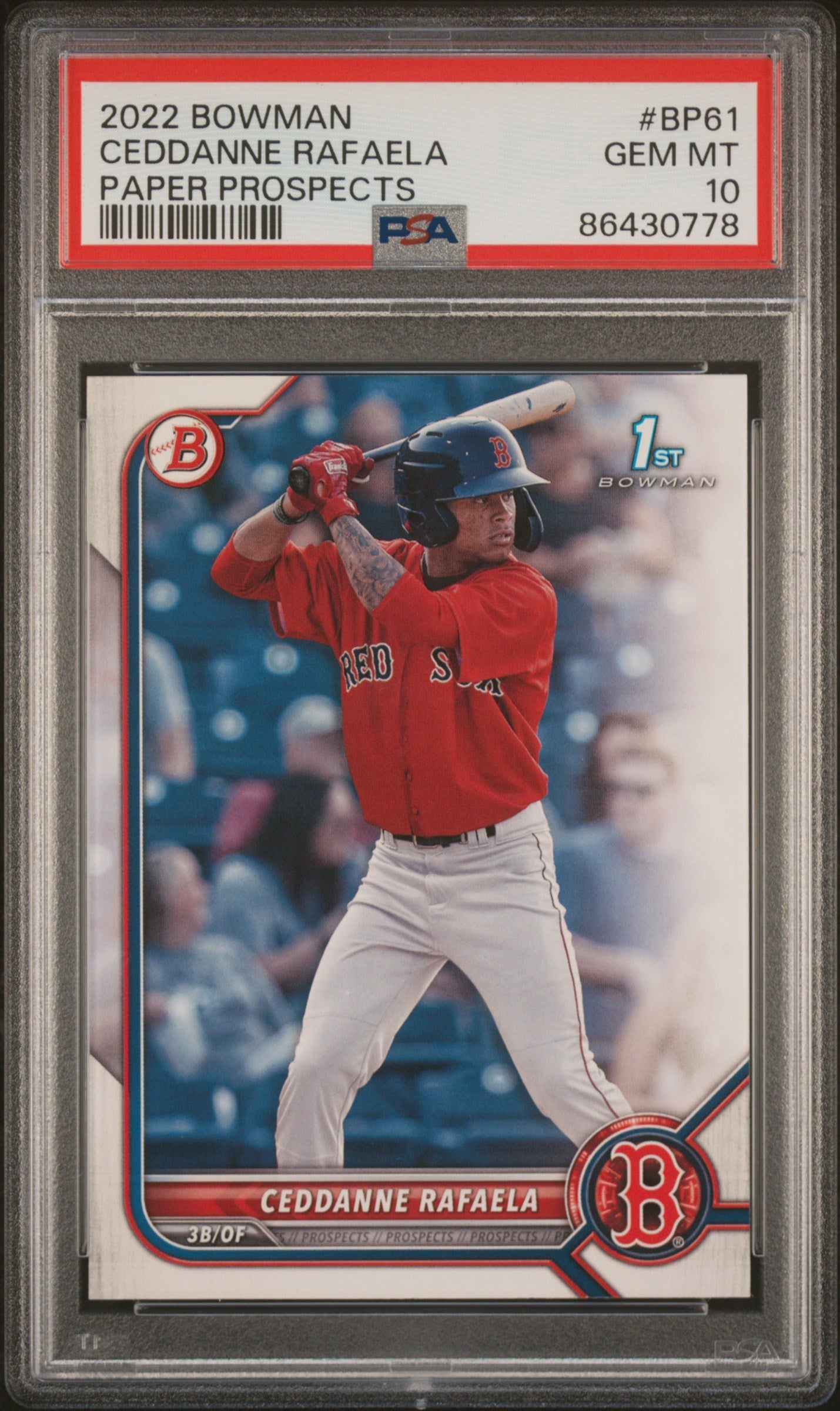 Graded 2022 Topps Bowman Ceddanne Rafaela #BP61 Paper Prospects Rookie RC Baseball Card PSA 10 Gem Mint