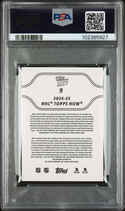 Graded 2024 Topps Now NHL Matvei Michkov #9 Stickers Rookie RC Hockey Card PSA 9 Mint