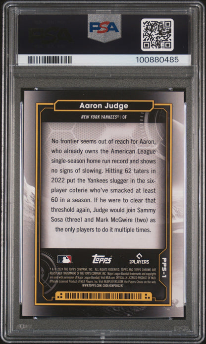 Graded 2024 Topps Chrome Cosmic Aaron Judge #1 Planetary Pursuit The Sun Baseball Card PSA 10 Gem Mint