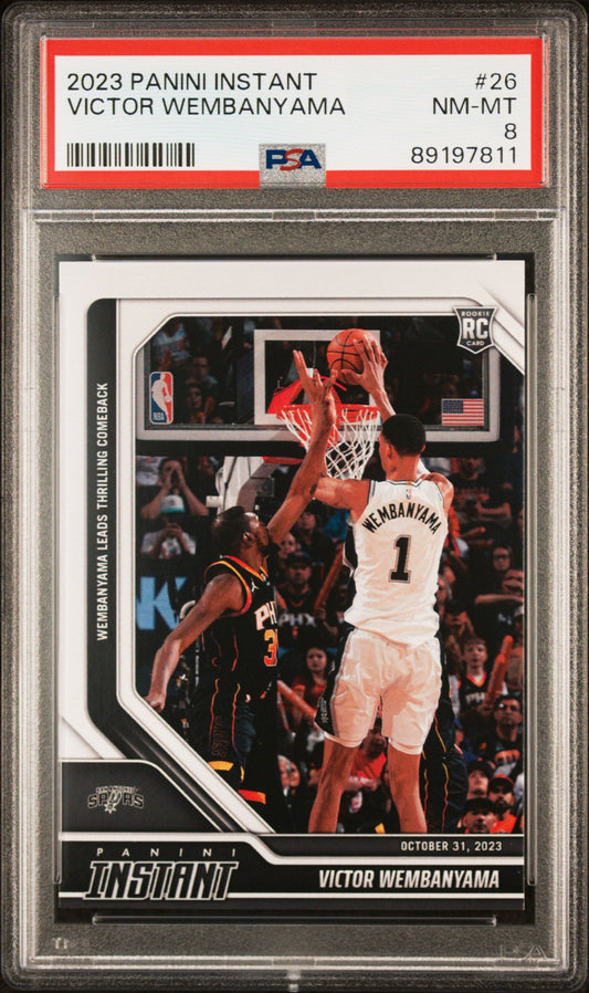 Graded 2023 Panini Instant Victor Wembanyama #26 Rookie RC Basketball Card PSA 8 Near Mint