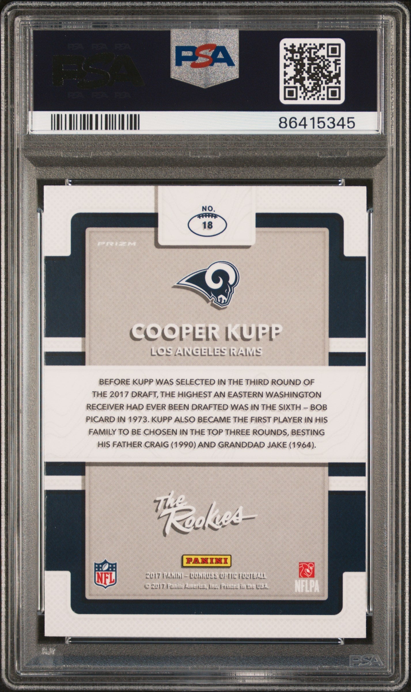 Graded 2017 Panini Donruss Optic Cooper Kupp #18 The Rookies Rookie RC Football Card PSA 10 Gem Mint