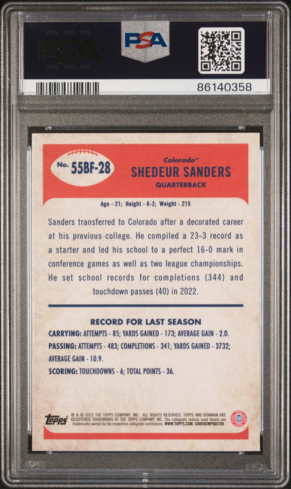 Graded 2023 Topps Bowman U Chrome Shedeur Sanders #55BF28 1955 Bowman Rookie RC Football Card PSA 10 Gem Mint