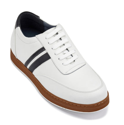 CALTO White Leather Sneakers - 2.8 inches - Y2821 - Triathlete Store