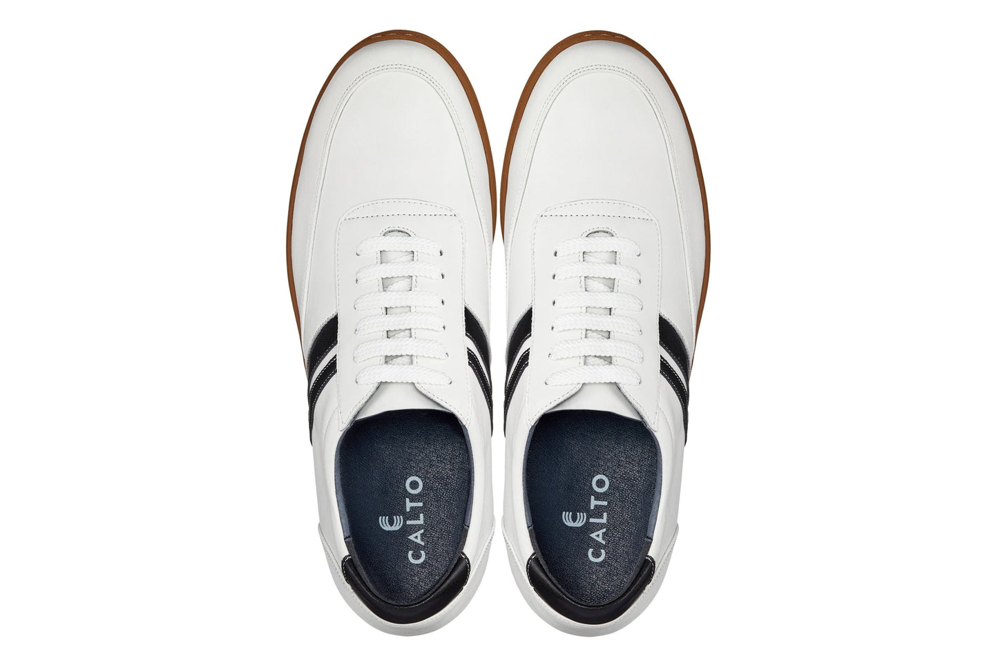 CALTO White Leather Sneakers - 2.8 inches - Y2821 - Triathlete Store