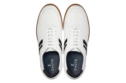 CALTO White Leather Sneakers - 2.8 inches - Y2821 - Triathlete Store