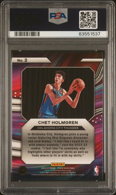Graded 2022 Panini Prizm Chet Holmgren #2 Instant Impact Rookie RC Basketball Card PSA 10 Gem Mint