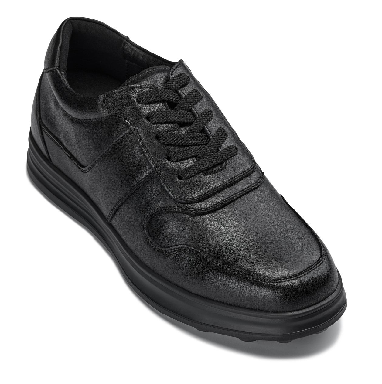CALTO - Y7080 - 2.8 Inches Taller (Black) - Lightweight Nappa Leather Sneakers - Triathlete Store