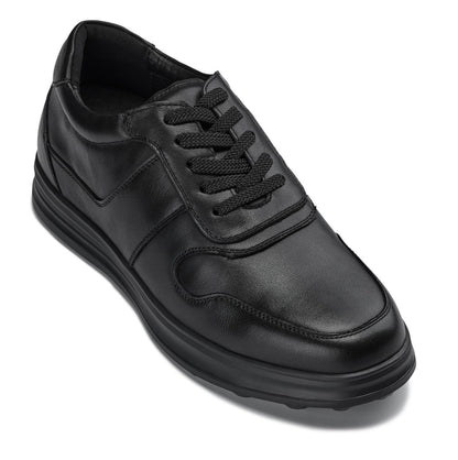 CALTO - Y7080 - 2.8 Inches Taller (Black) - Lightweight Nappa Leather Sneakers - Triathlete Store