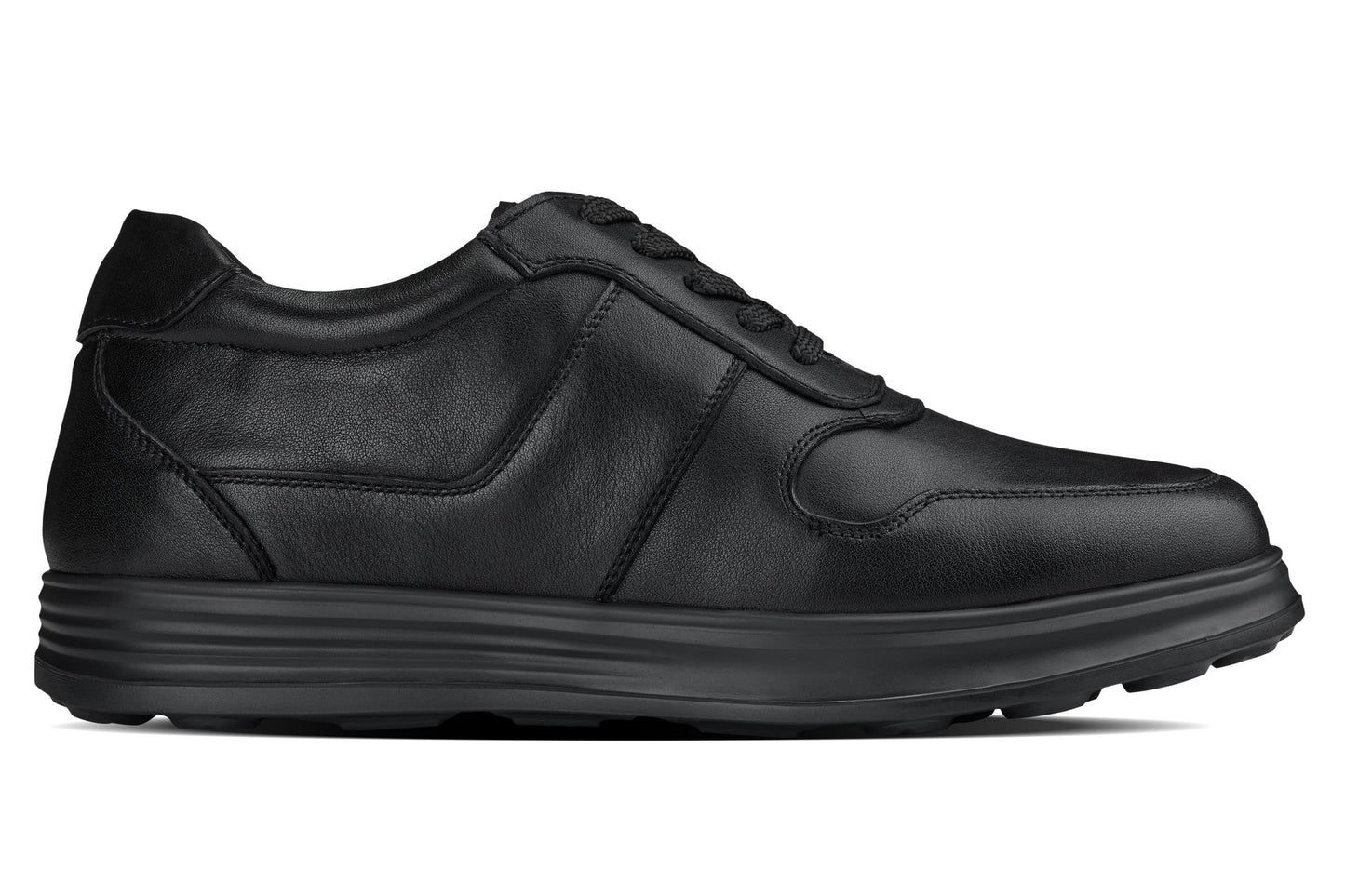 CALTO - Y7080 - 2.8 Inches Taller (Black) - Lightweight Nappa Leather Sneakers - Triathlete Store