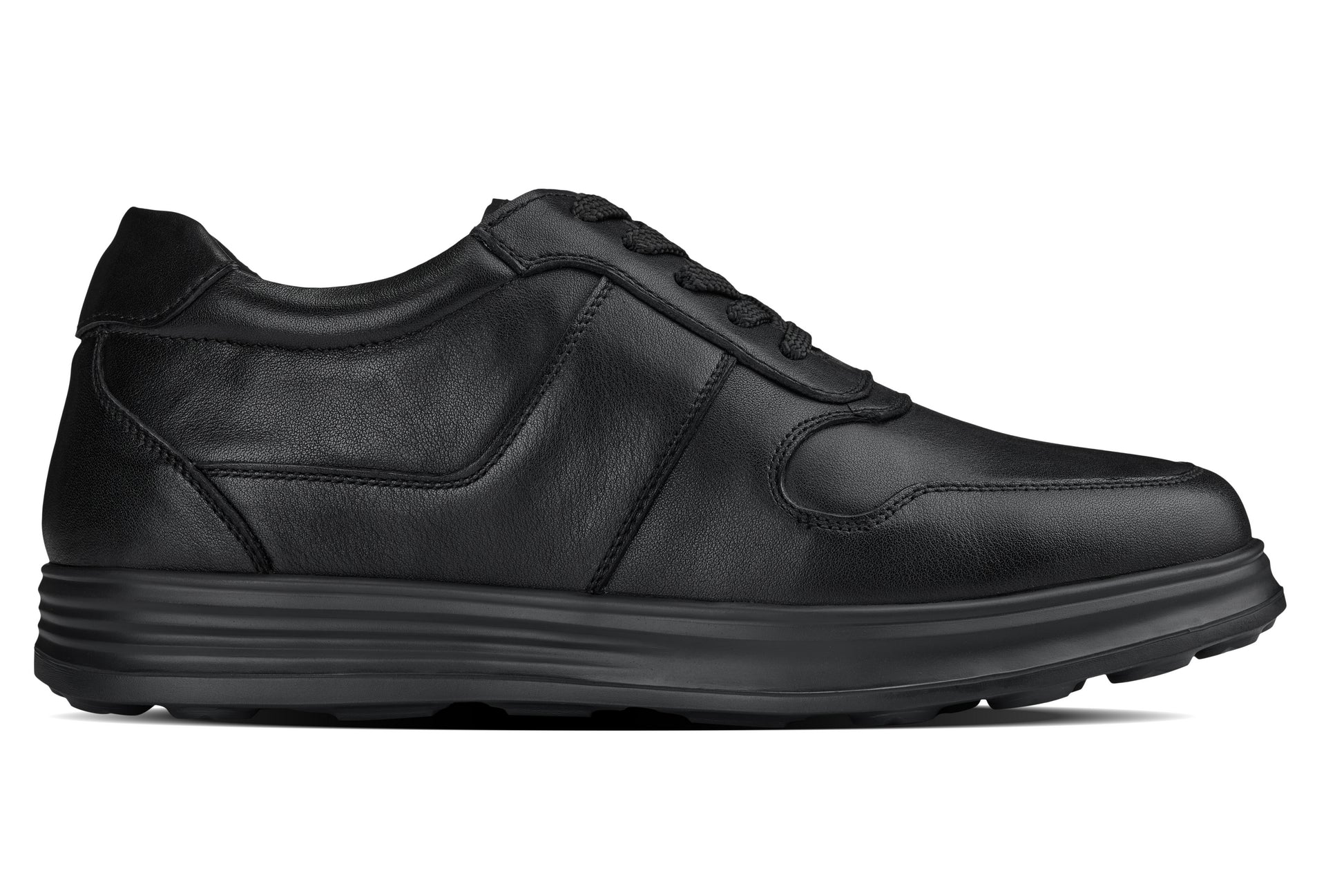 CALTO - Y7080 - 2.8 Inches Taller (Black) - Lightweight Nappa Leather Sneakers - Triathlete Store