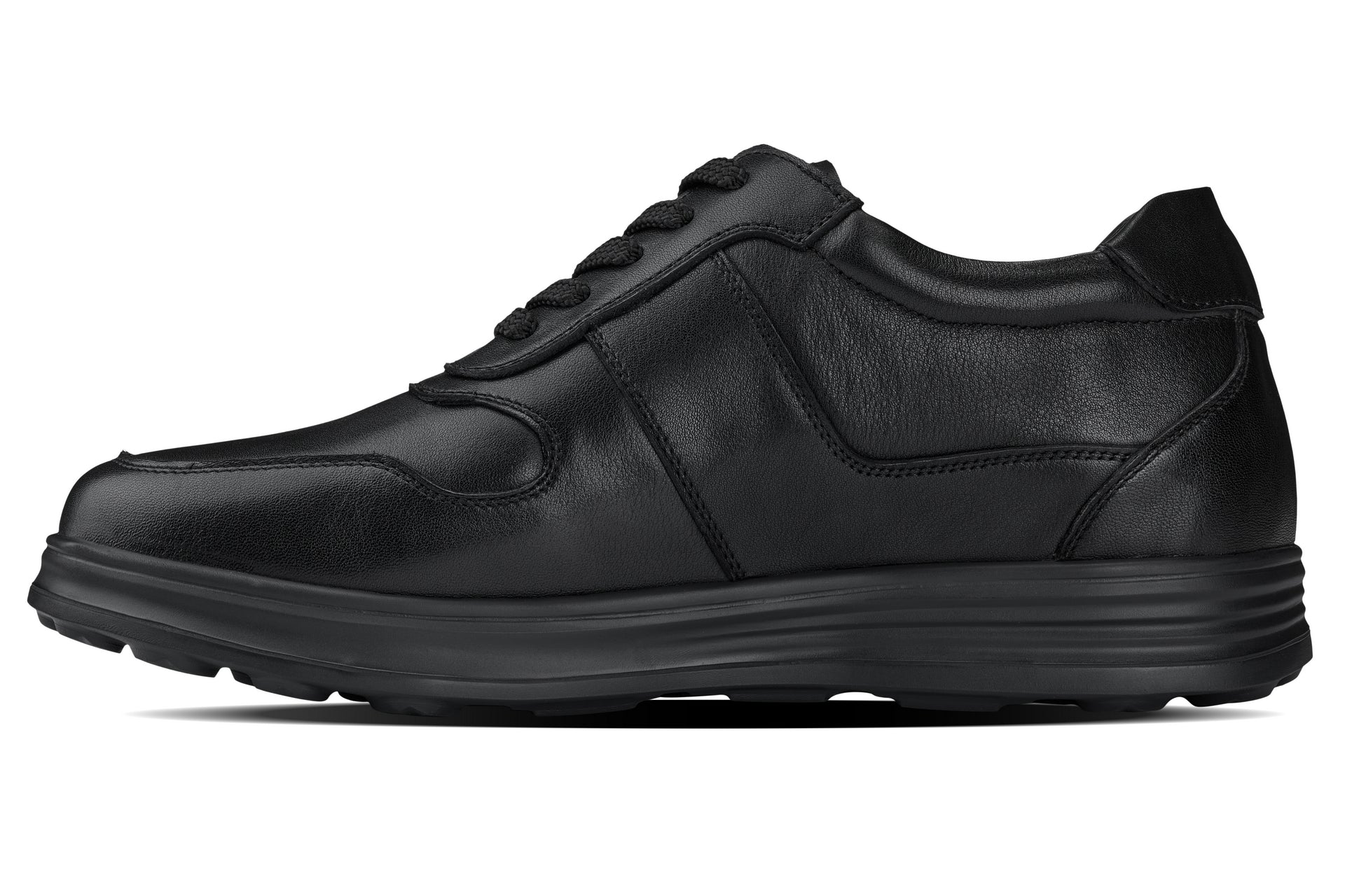 CALTO - Y7080 - 2.8 Inches Taller (Black) - Lightweight Nappa Leather Sneakers - Triathlete Store