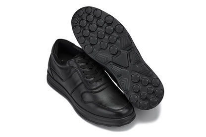 CALTO - Y7080 - 2.8 Inches Taller (Black) - Lightweight Nappa Leather Sneakers - Triathlete Store