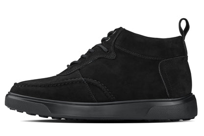 CALTO - Y7113 - 2.8 Inches Taller (Black) - Nubuck Suede Moc-Toe Sneak-Boots - Triathlete Store