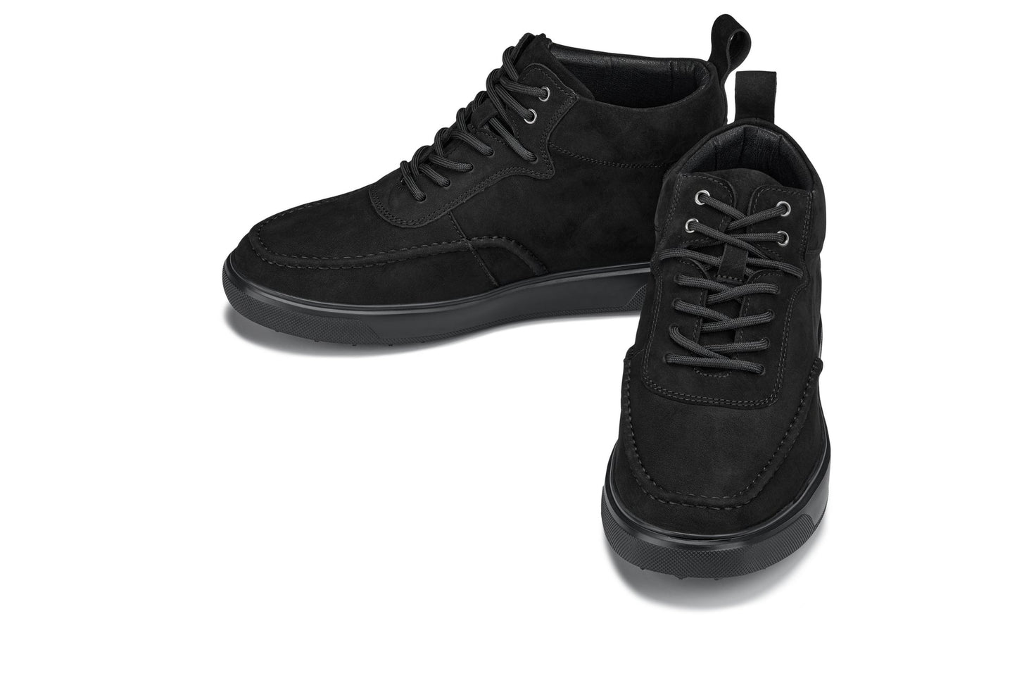 CALTO - Y7113 - 2.8 Inches Taller (Black) - Nubuck Suede Moc-Toe Sneak-Boots - Triathlete Store