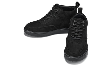 CALTO - Y7113 - 2.8 Inches Taller (Black) - Nubuck Suede Moc-Toe Sneak-Boots - Triathlete Store
