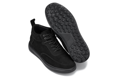 CALTO - Y7113 - 2.8 Inches Taller (Black) - Nubuck Suede Moc-Toe Sneak-Boots - Triathlete Store