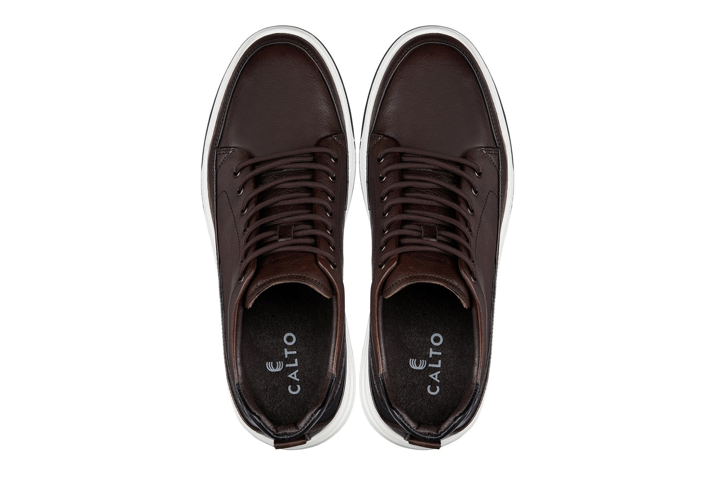 CALTO - Y7152 - 2.6 Inches Taller (Coffee Brown) - Leather Ankle Top Sneak-Boot - Triathlete Store