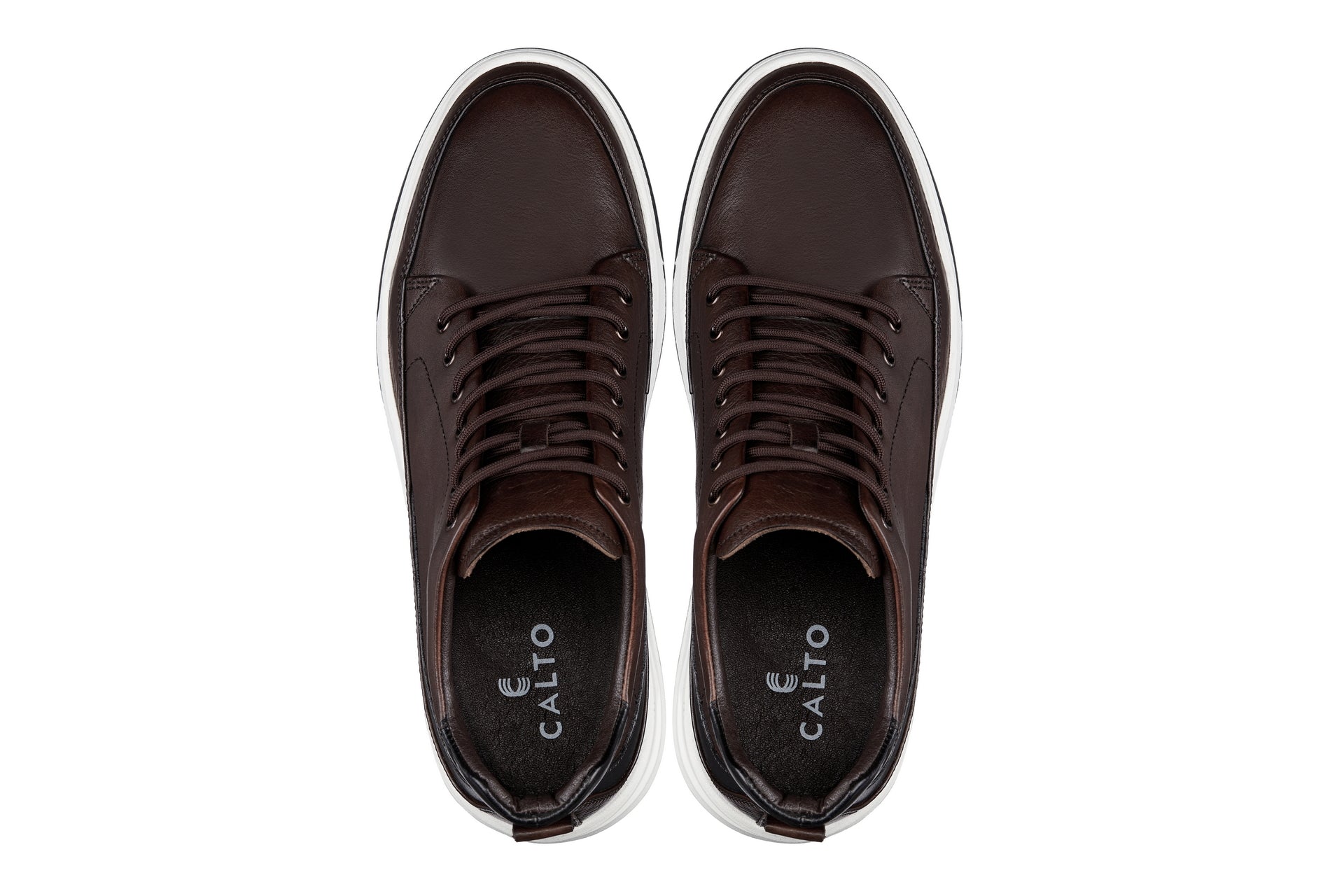 CALTO - Y7152 - 2.6 Inches Taller (Coffee Brown) - Leather Ankle Top Sneak-Boot - Triathlete Store