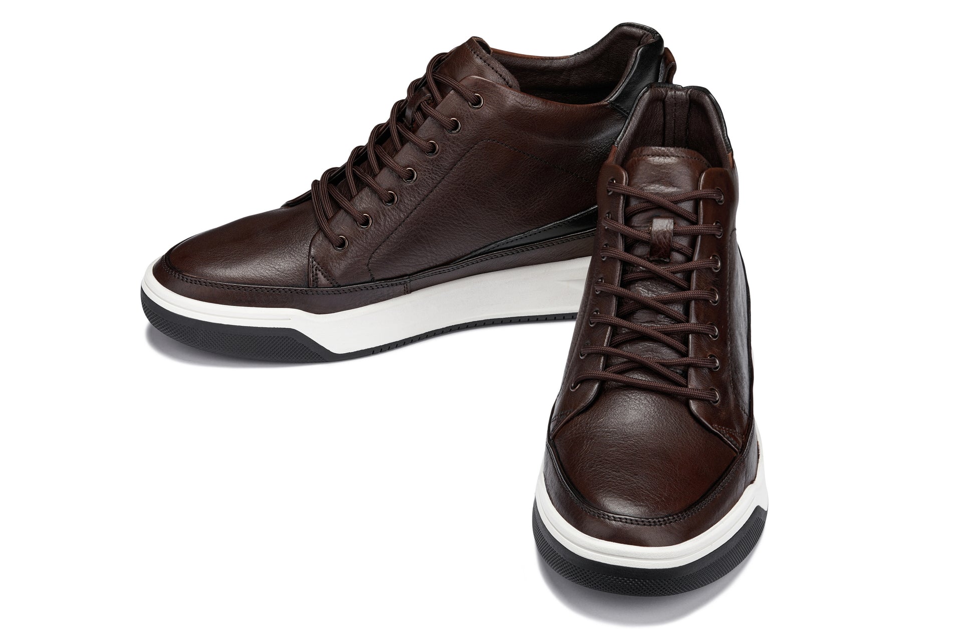CALTO - Y7152 - 2.6 Inches Taller (Coffee Brown) - Leather Ankle Top Sneak-Boot - Triathlete Store