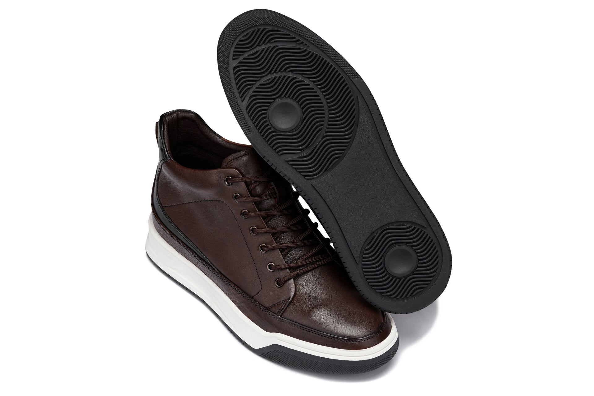 CALTO - Y7152 - 2.6 Inches Taller (Coffee Brown) - Leather Ankle Top Sneak-Boot - Triathlete Store