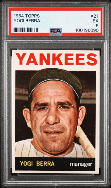 Graded 1964 Topps Yogi Berra #21 Baseball Card PSA 5 Excellent