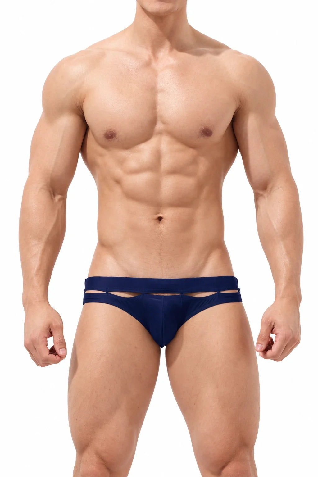 Sexy Low-Rise Swim Briefs for Men with Hollow Design