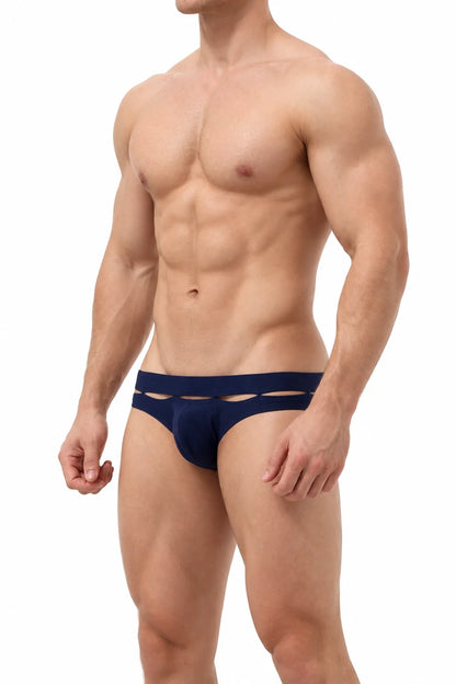 Sexy Low-Rise Swim Briefs for Men with Hollow Design