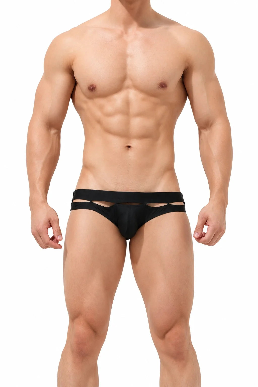 Sexy Low-Rise Swim Briefs for Men with Hollow Design