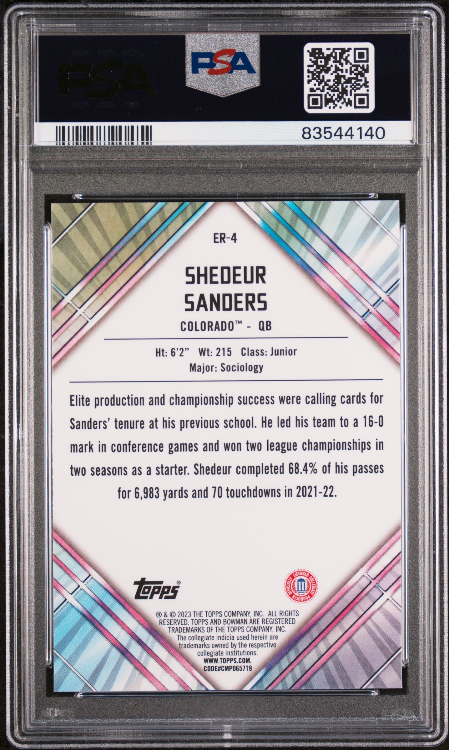 Graded 2023 Topps Bowman U Chrome Shedeur Sanders #ER4 U/D Early Risers Rookie RC Football Card PSA 10 Gem Mint
