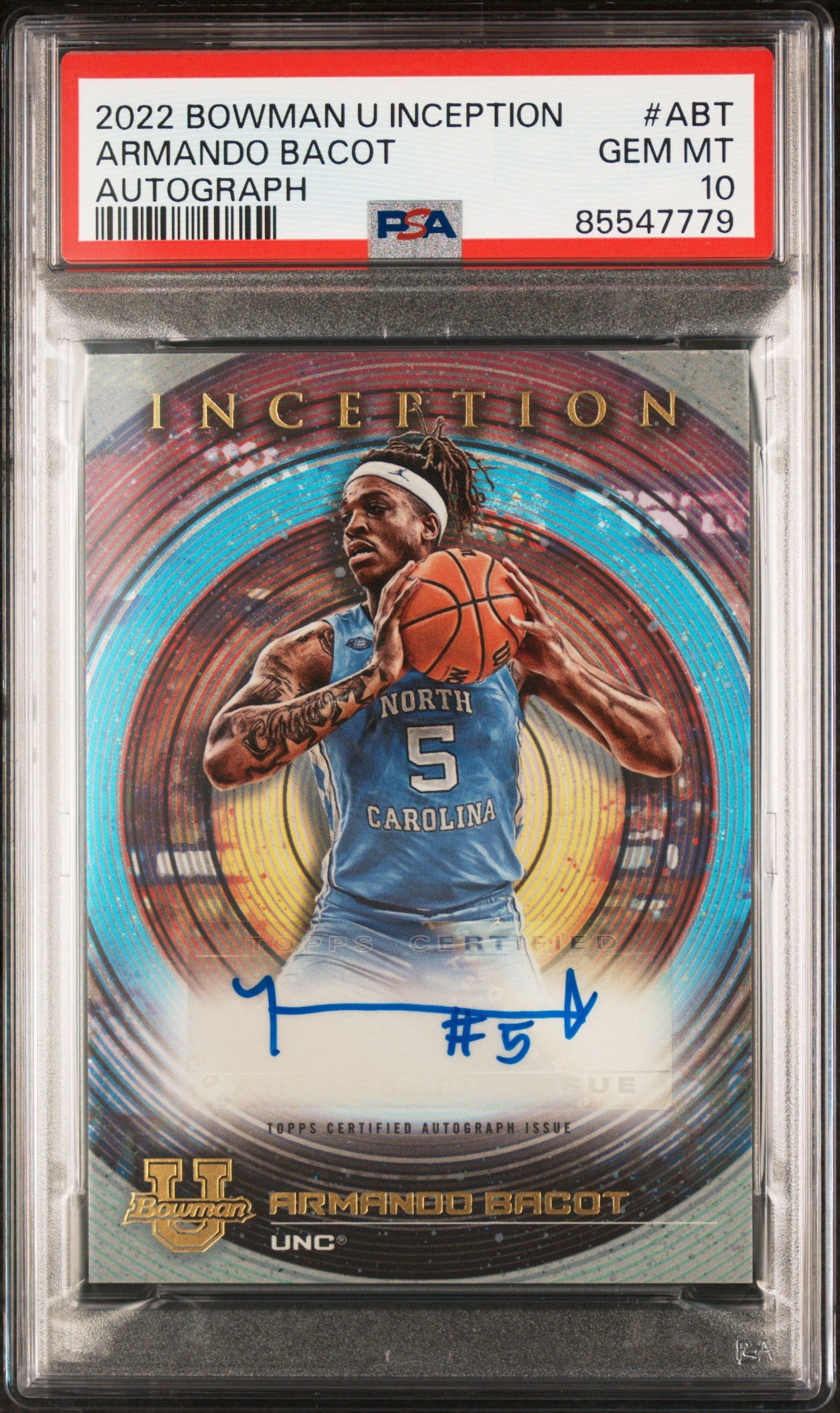 Graded 2022 Topps Bowman U Inception Armando Bacot #ABT Autograph Rookie RC Basketball Card PSA 10 Gem Mint