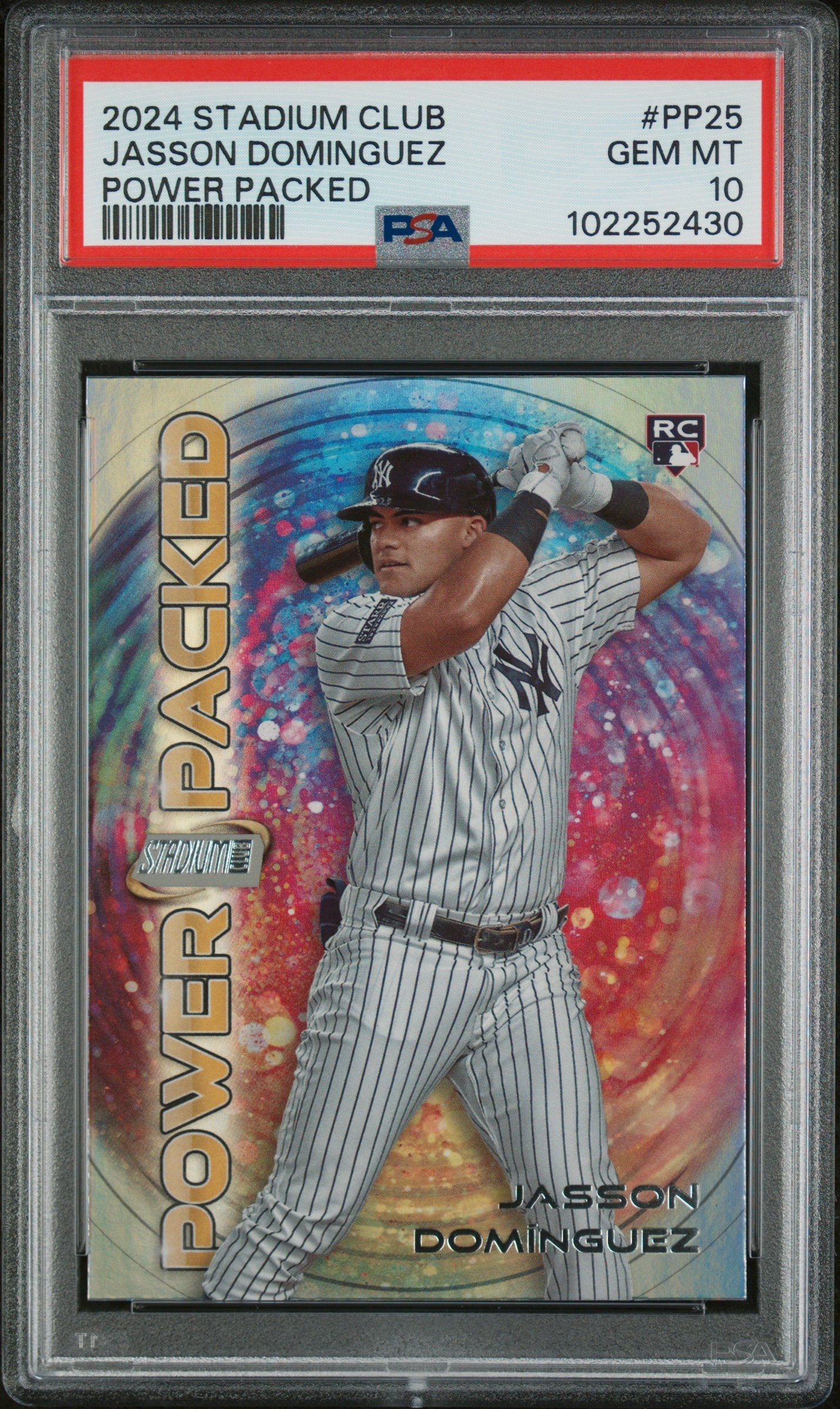 Graded 2024 Topps Stadium Club Jasson Dominguez #PP25 Power Packed Rookie RC Baseball Card PSA 10 Gem Mint