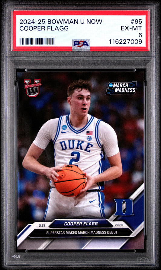 Graded 2024 Topps Bowman U Now Cooper Flagg #95 Rookie RC Basketball Card PSA 6 Excellent