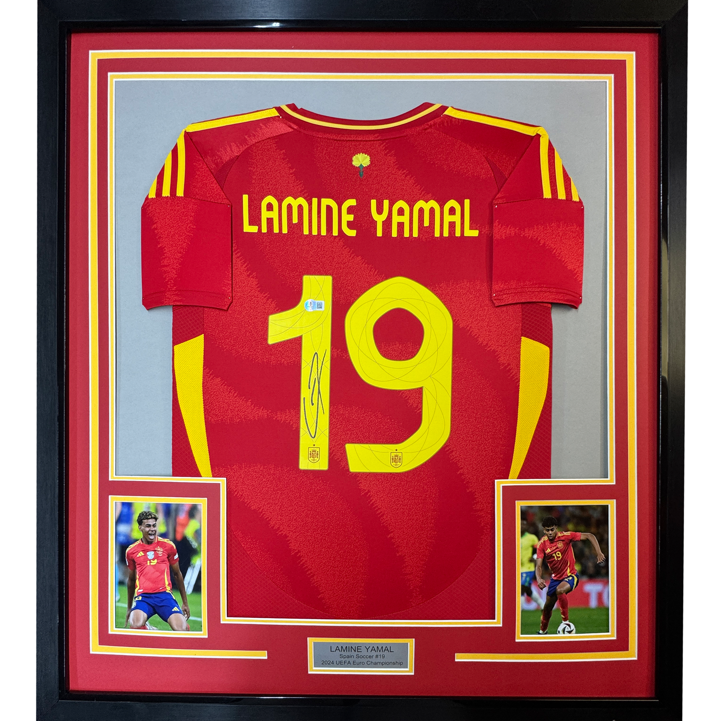 Framed Autographed/Signed Lamine Yamal 35x39 Spain Red World Cup Soccer Futbol Jersey Beckett BAS COA