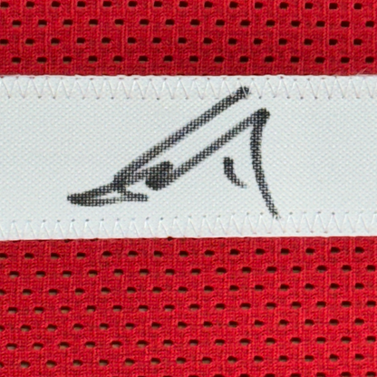 Framed Autographed/Signed Yao Ming 35x39 Houston Red Basketball Jersey Beckett BAS COA