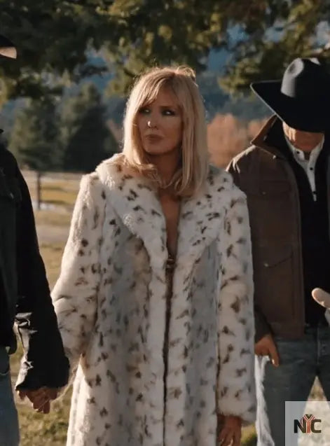 Yellowstone S04 Beth Dutton White Fur Coat