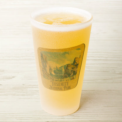 Yosemite National Park Frosted Pint Glass Scenic Valley Wood Sign