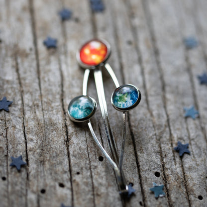 Sun Earth and Moon Hair Clip